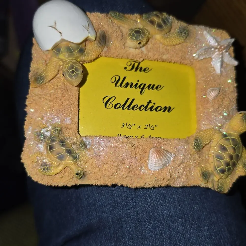 Creative Turtle Beach Handmade Resin Photo Frame Yellow Sand Texture 3.5